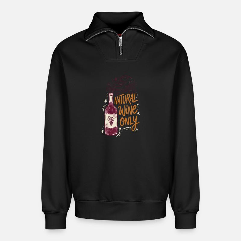 Natural Wine Only - Relaxed Unisex Organic Half Zip Sweatshirt – von SPREAD - Schwarz