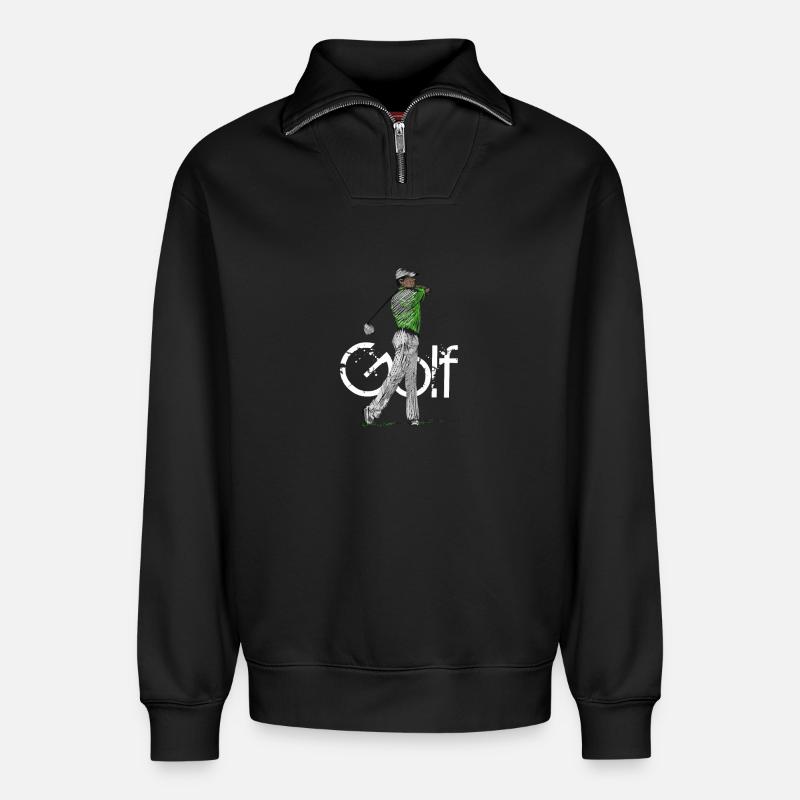 golf - Sweat unisexe décontracté en coton biologique à demi-zip – de SPREAD - noir