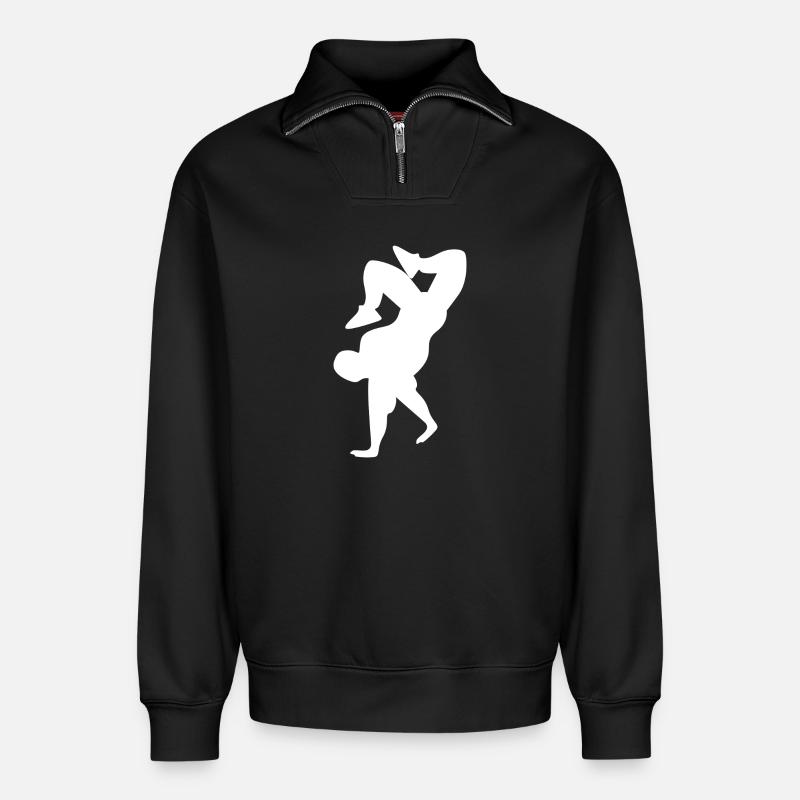 Breakdance - Relaxed Unisex Organic Half Zip Sweatshirt – von SPREAD - Schwarz