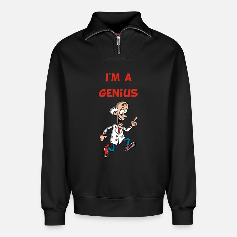 Ich bin ein Genie (Englisch) - Relaxed Unisex Organic Half Zip Sweatshirt – von SPREAD - Schwarz