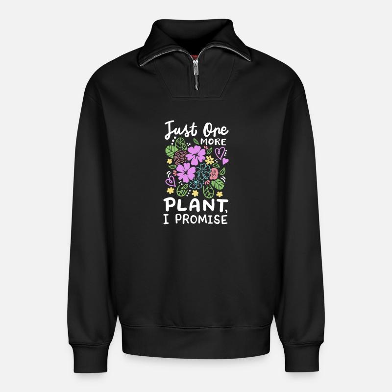 Garten Gartenarbeit Pflanzen - Relaxed Unisex Organic Half Zip Sweatshirt – von SPREAD - Schwarz