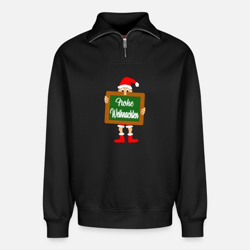 Noël - Sweat unisexe décontracté en coton biologique à demi-zip – de SPREAD - noir