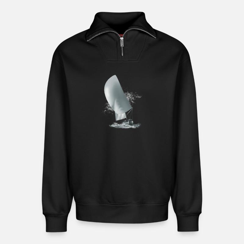 Segelboot - Relaxed Unisex Organic Half Zip Sweatshirt – von SPREAD - Schwarz