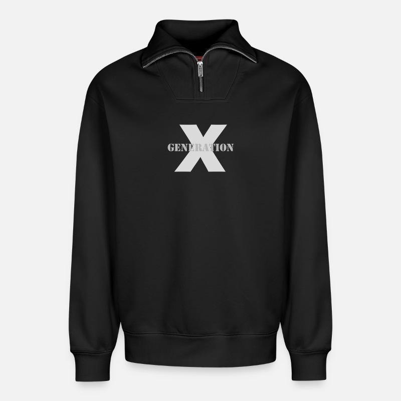 Generation X - Relaxed Unisex Organic Half Zip Sweatshirt – von SPREAD - Schwarz