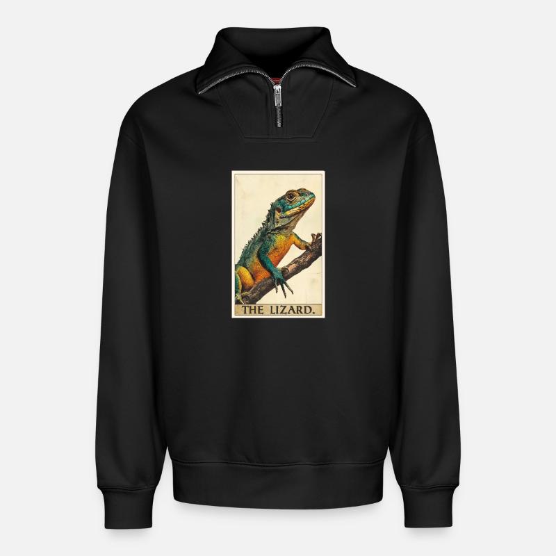 Lizards Lizard - Relaxed Unisex Organic Half Zip Sweatshirt – by SPREAD - black