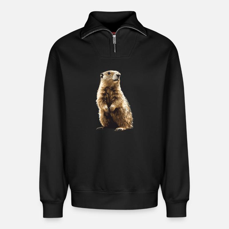 Murmeltiere Murmeltier - Relaxed Unisex Organic Half Zip Sweatshirt – von SPREAD - Schwarz