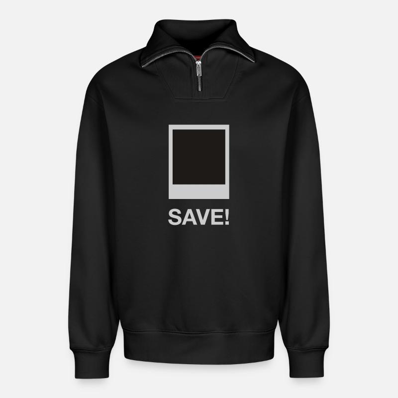save me - Relaxed Unisex Organic Half Zip Sweatshirt – von SPREAD - Schwarz