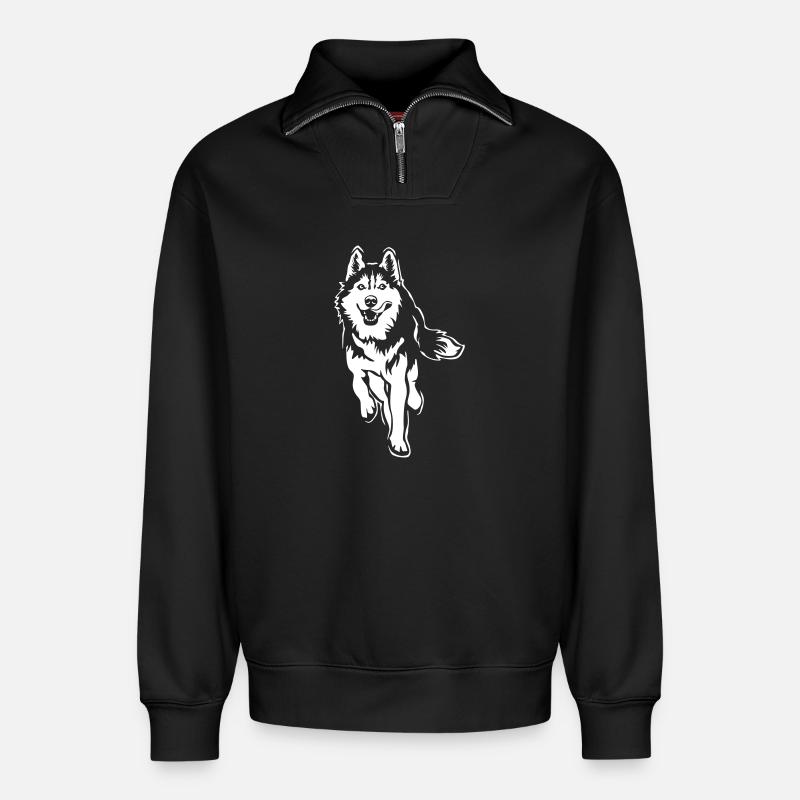Husky "Black Edition" - Relaxed Unisex Organic Half Zip Sweatshirt – von SPREAD - Schwarz