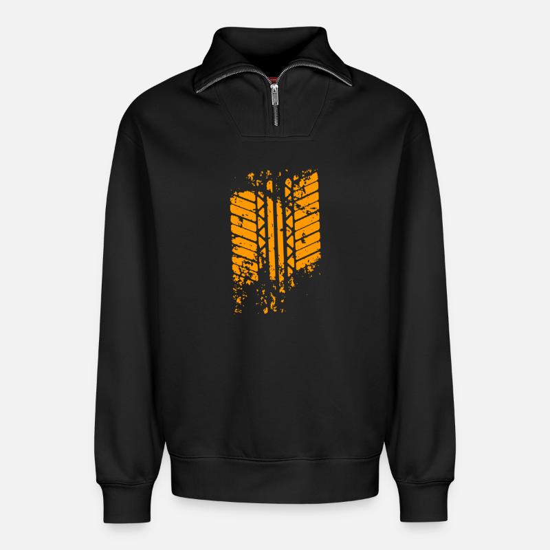 Spur des Reifens - Relaxed Unisex Organic Half Zip Sweatshirt – von SPREAD - Schwarz