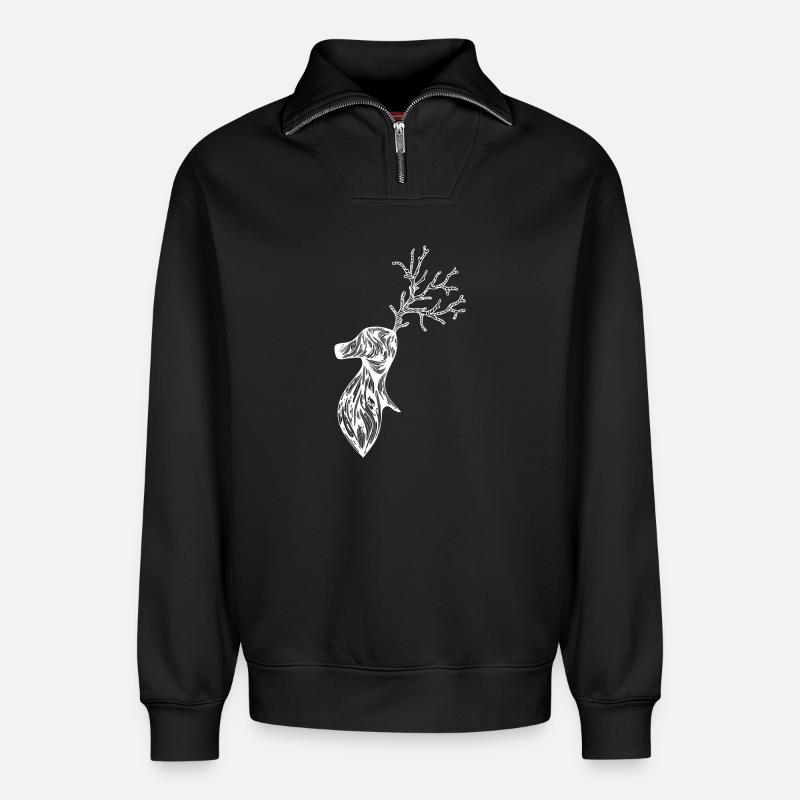 Hirsch - Relaxed Unisex Organic Half Zip Sweatshirt – von SPREAD - Schwarz
