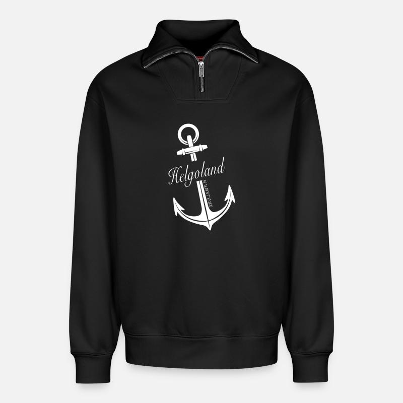 Helgoland - Relaxed Unisex Organic Half Zip Sweatshirt – von SPREAD - Schwarz