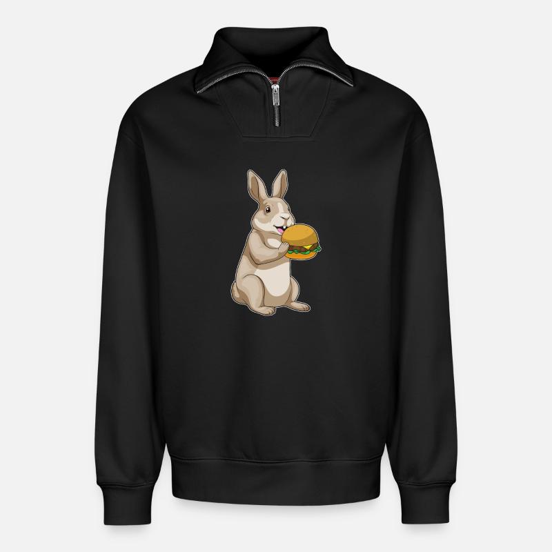 Hase Hamburger - Relaxed Unisex Organic Half Zip Sweatshirt – von SPREAD - Schwarz