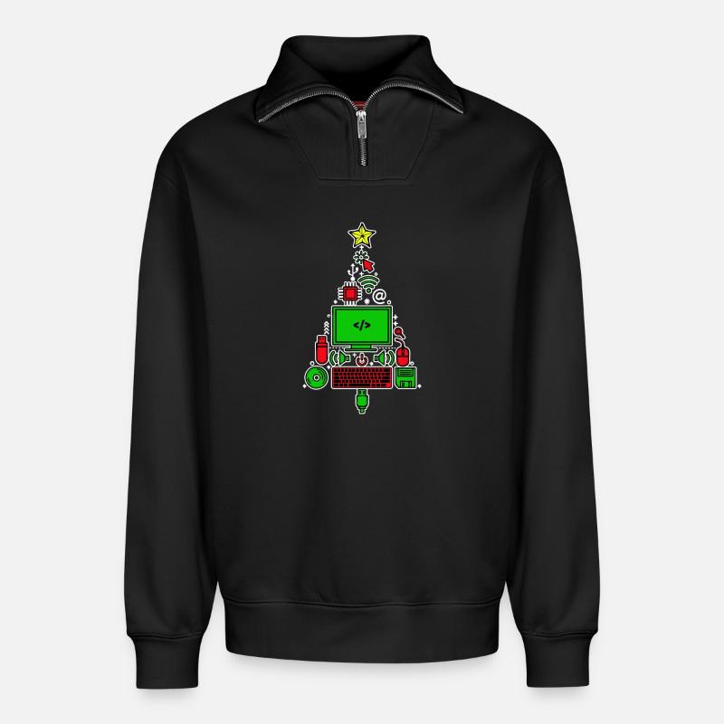 Code Debug Skripting Developer Computerfreak - Relaxed Unisex Organic Half Zip Sweatshirt – von SPREAD - Schwarz