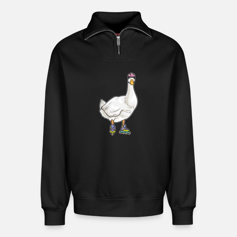 Ente Inline skating Rollschuhe - Relaxed Unisex Organic Half Zip Sweatshirt – von SPREAD - Schwarz