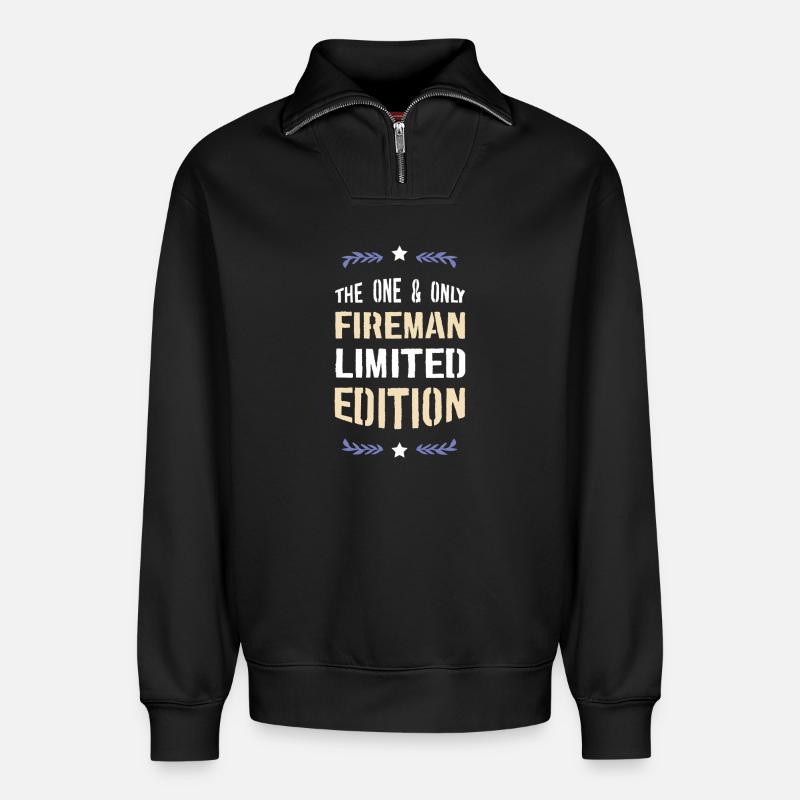 Pompier Édition Limitée - Sweat unisexe décontracté en coton biologique à demi-zip – de SPREAD - noir