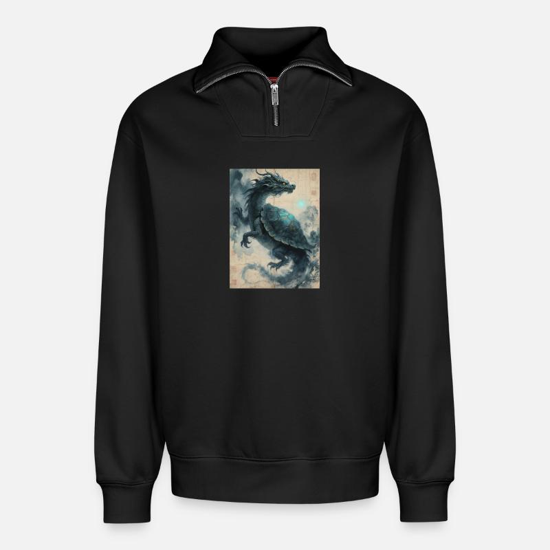 The Ancestral Shell: Xuangui – Stability - Relaxed Unisex Organic Half Zip Sweatshirt – by SPREAD - black
