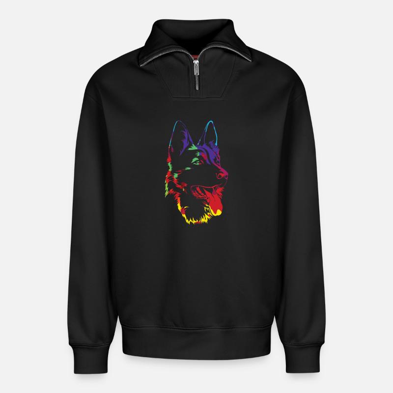 Schäferhund - deutscher Schäferhund - Geschenk - Relaxed Unisex Organic Half Zip Sweatshirt – von SPREAD - Schwarz