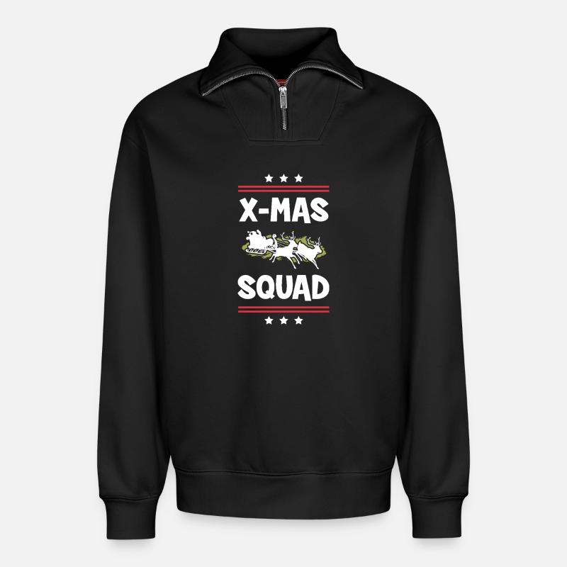 X-Mas Squad - Relaxed Unisex Organic Half Zip Sweatshirt – von SPREAD - Schwarz