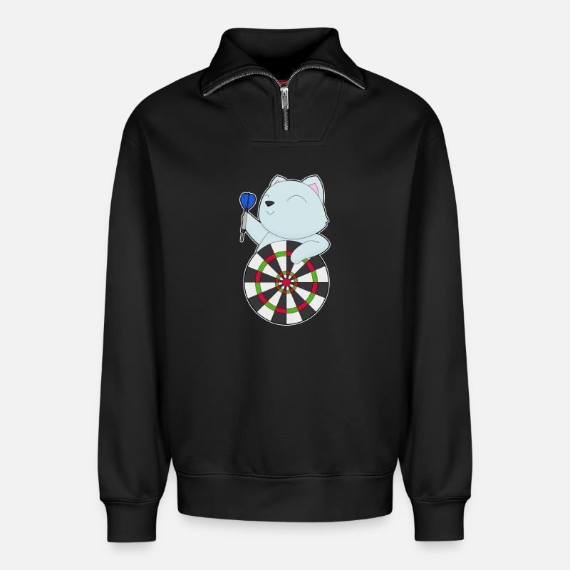 Cible de fléchettes pour chat - Sweat unisexe décontracté en coton biologique à demi-zip – de SPREAD - noir