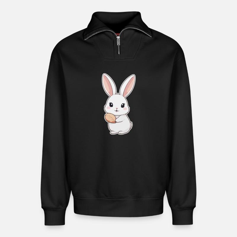 Bunny, Rabbit, Easter Bunny - Relaxed Unisex Organic Half Zip Sweatshirt – by SPREAD - black