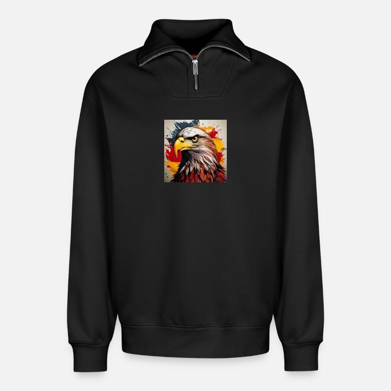 Adlerkopf Kunstspray Explosion - Relaxed Unisex Organic Half Zip Sweatshirt – von SPREAD - Schwarz