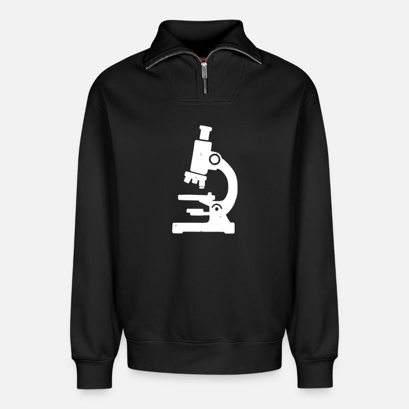 Microscope Stamp Texture - Relaxed Unisex Organic Half Zip Sweatshirt – by SPREAD - black