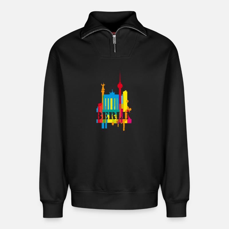 Berlin Graffiti - Relaxed Unisex Organic Half Zip Sweatshirt – von SPREAD - Schwarz