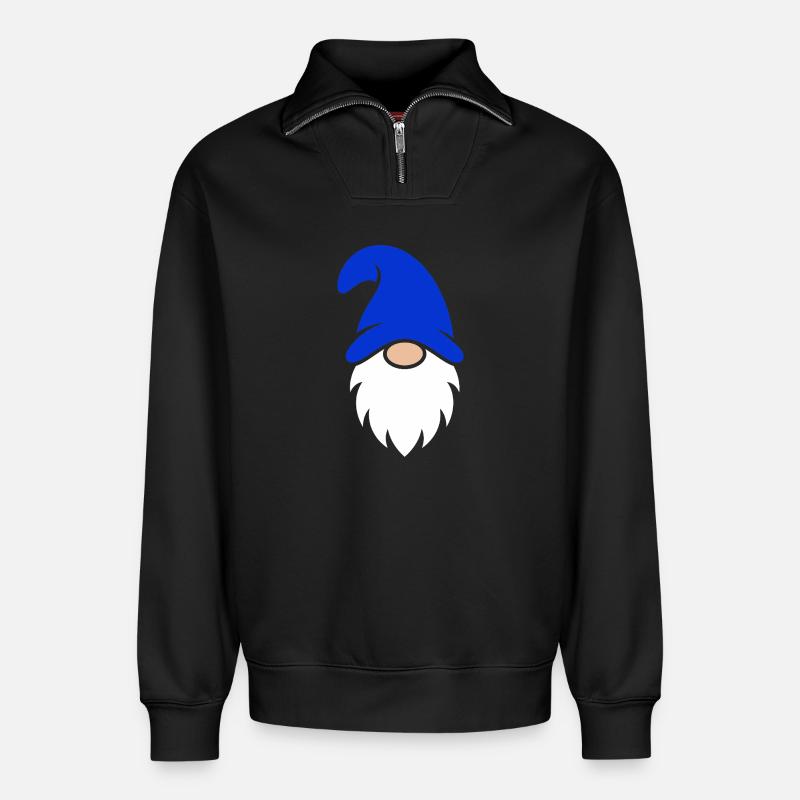 Blaubärtiger Zwerg Charm - Relaxed Unisex Organic Half Zip Sweatshirt – von SPREAD - Schwarz