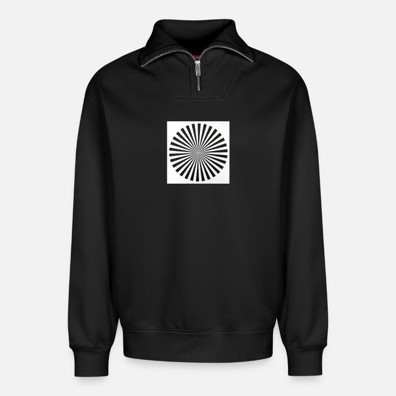 Radial Optical Illusion - Relaxed Unisex Organic Half Zip Sweatshirt – by SPREAD - black