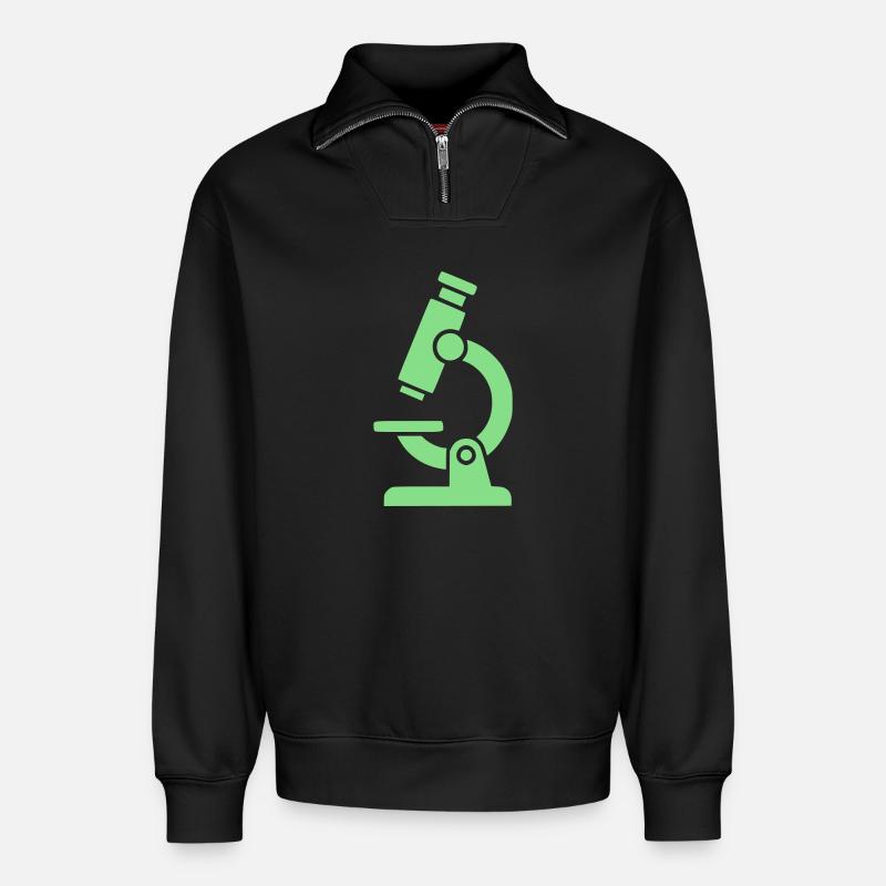 Microscope Icon Modern - Relaxed Unisex Organic Half Zip Sweatshirt – by SPREAD - black