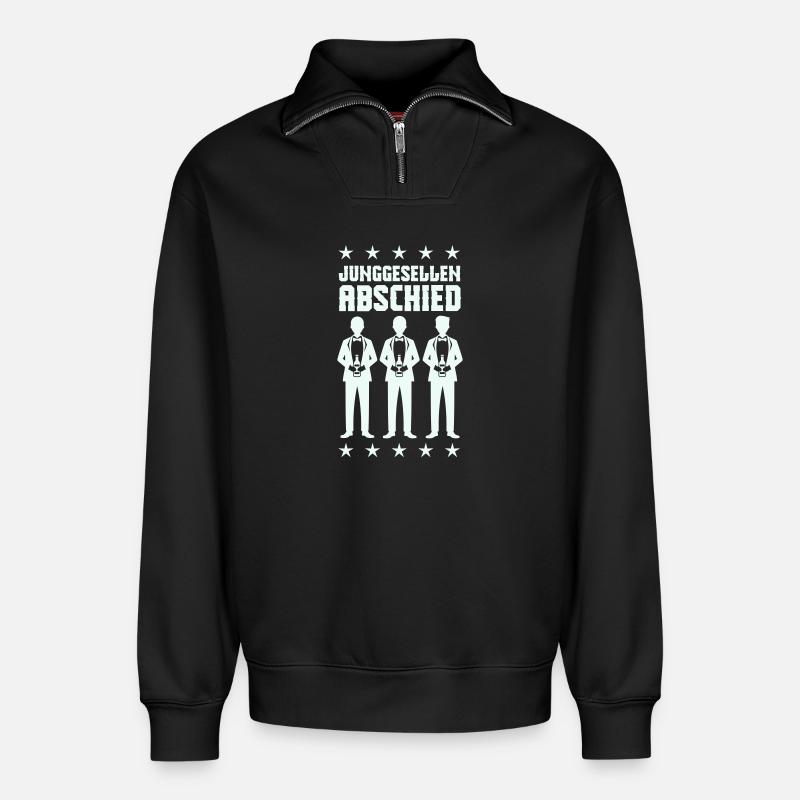 junggesellenabschied_sterne- - Relaxed Unisex Organic Half Zip Sweatshirt – von SPREAD - Schwarz