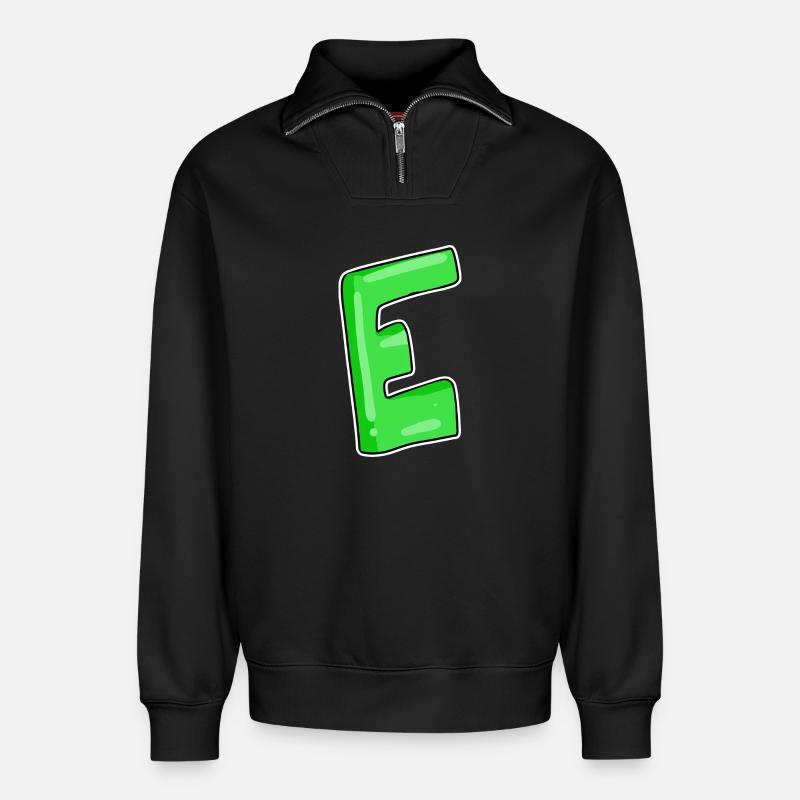 Buchstabe E Anfangsbuchstabe - Relaxed Unisex Organic Half Zip Sweatshirt – von SPREAD - Schwarz