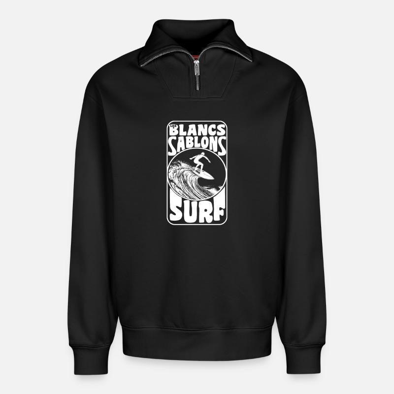 Der weiße Sand - Relaxed Unisex Organic Half Zip Sweatshirt – von SPREAD - Schwarz
