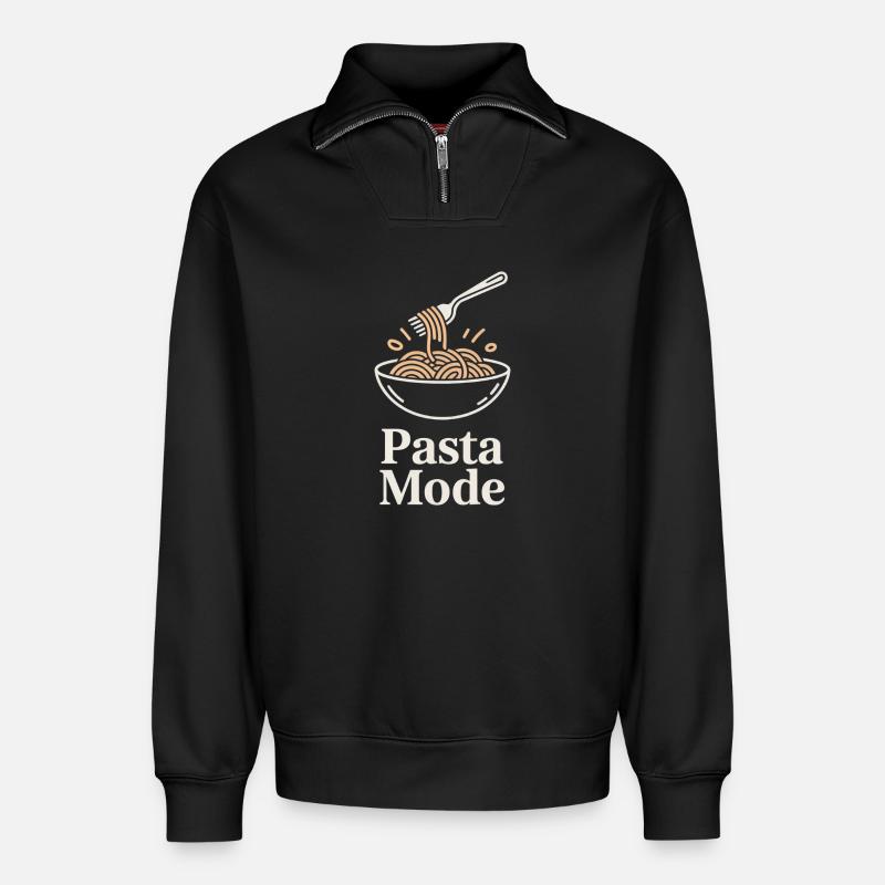 Mode des pâtes - Sweat unisexe décontracté en coton biologique à demi-zip – de SPREAD - noir
