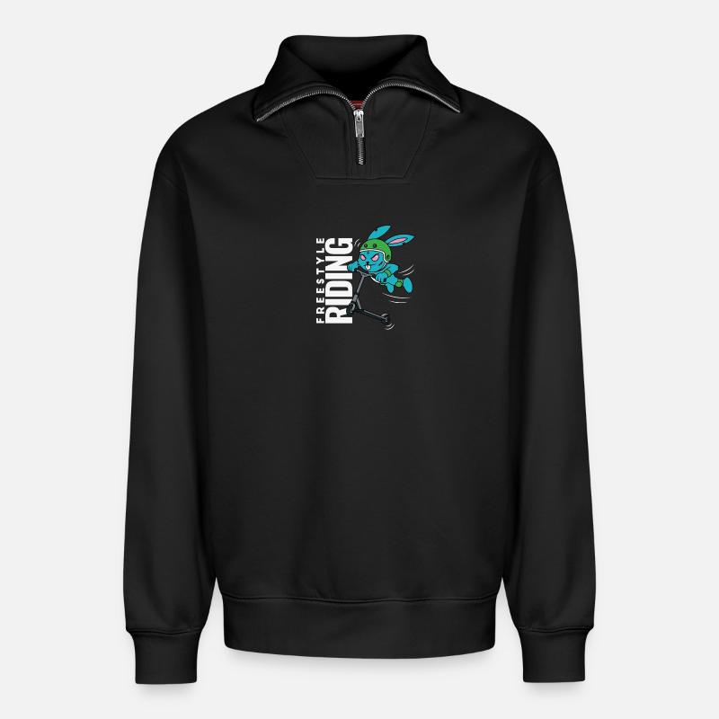 Freestyle Bunny - Relaxed Unisex Organic Half Zip Sweatshirt – von SPREAD - Schwarz