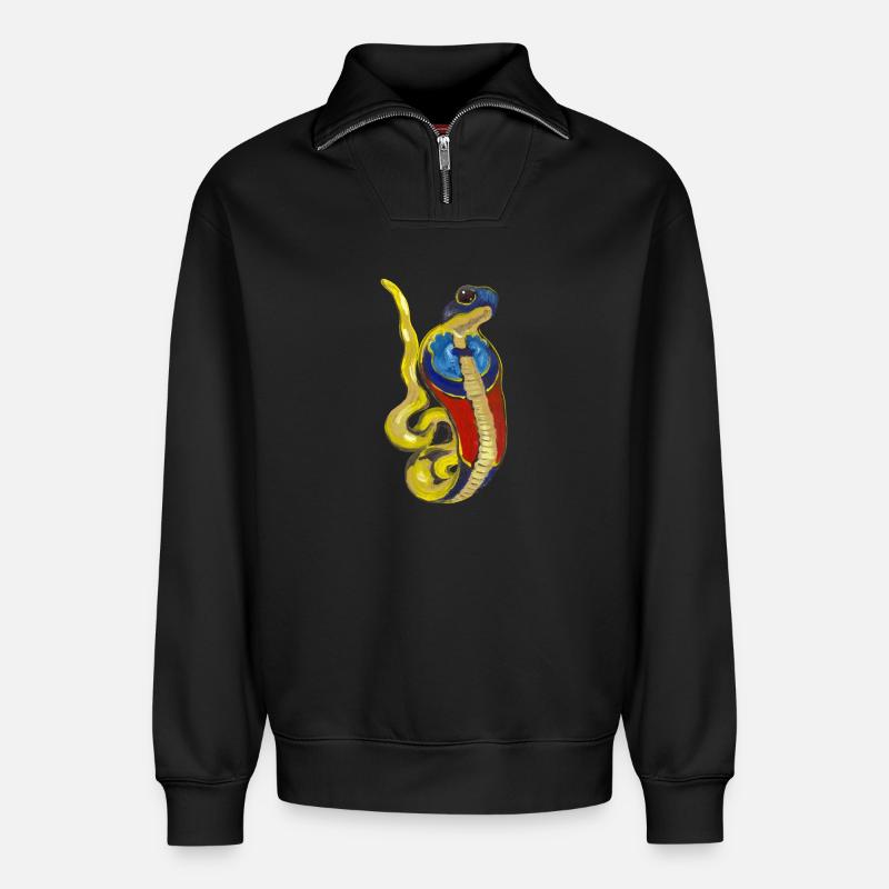 Cobra Ancient Egypt Deity - Relaxed Unisex Organic Half Zip Sweatshirt – by SPREAD - black