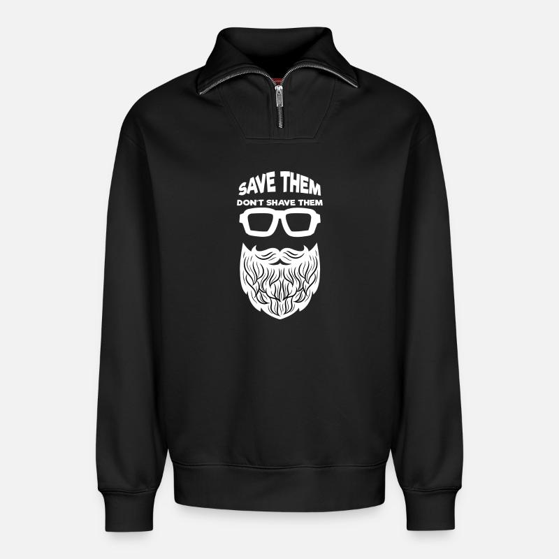 Bartfrisur Bart Rasieren Bartwuchs Statement - Relaxed Unisex Organic Half Zip Sweatshirt – von SPREAD - Schwarz