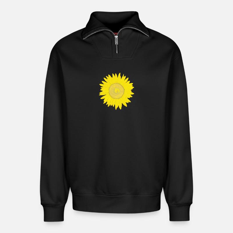 Sonnenblume im impressionistischen Stil - Relaxed Unisex Organic Half Zip Sweatshirt – von SPREAD - Schwarz