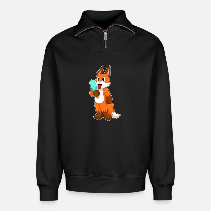 Fox popsicles - Relaxed Unisex Organic Half Zip Sweatshirt – by SPREAD - black
