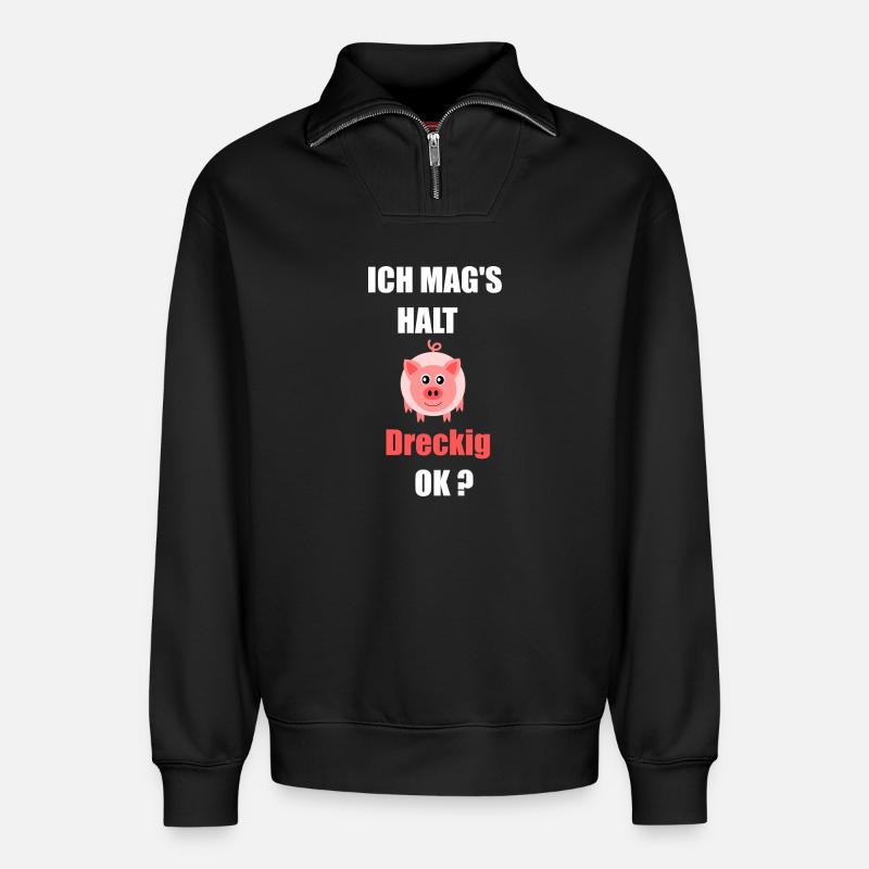 Fasching, Karneval, Kostüm, Schwein - Relaxed Unisex Organic Half Zip Sweatshirt – von SPREAD - Schwarz