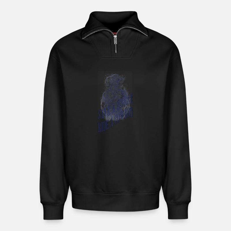 SAVE A HORSE - Relaxed Unisex Organic Half Zip Sweatshirt – von SPREAD - Schwarz