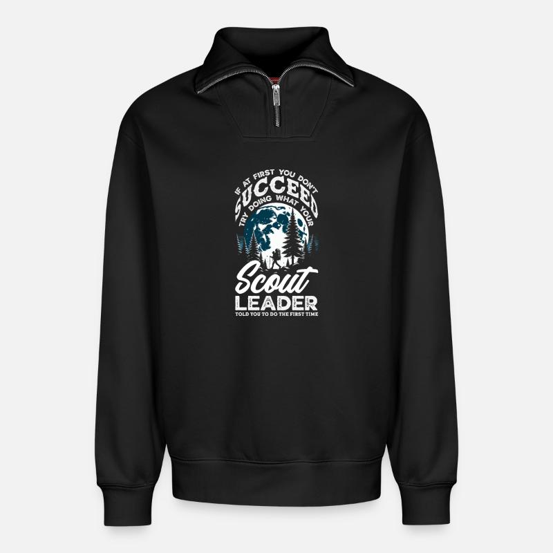 Scouting Truppführer Waldlager - Relaxed Unisex Organic Half Zip Sweatshirt – von SPREAD - Schwarz
