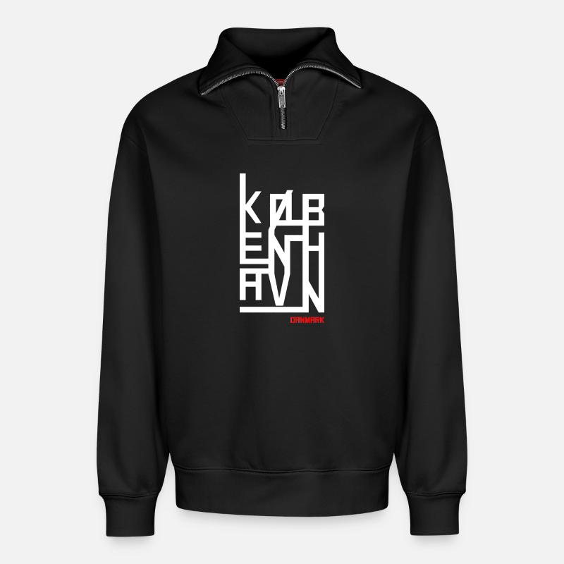 Géométrie de Copenhague - Sweat unisexe décontracté en coton biologique à demi-zip – de SPREAD - noir