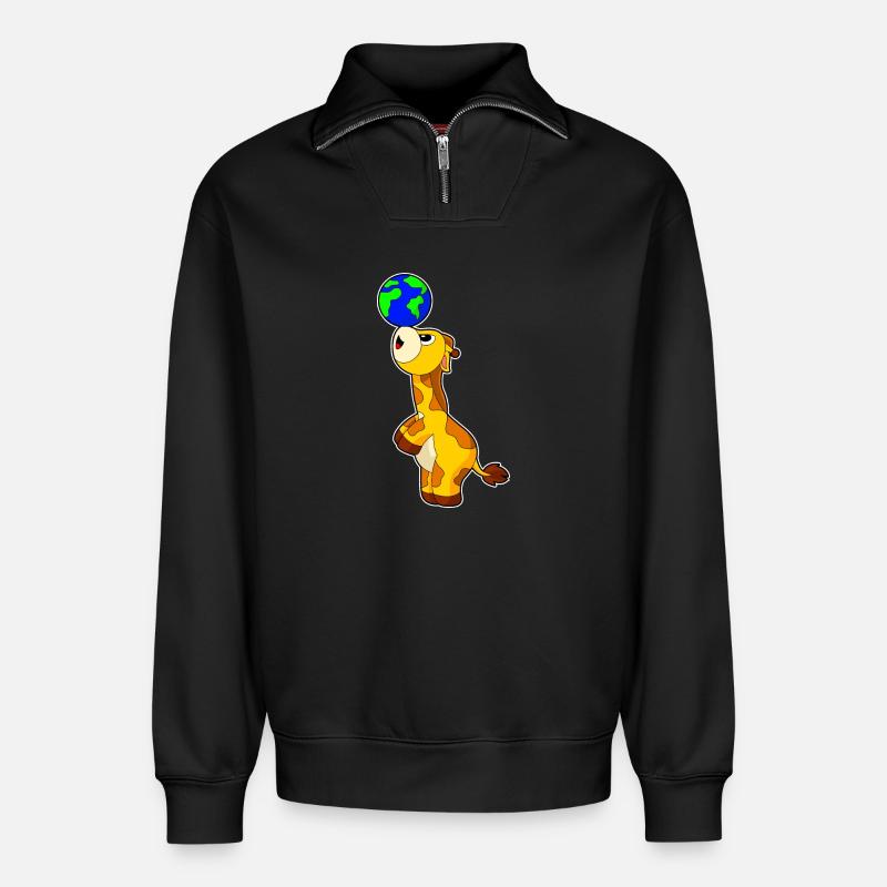 Giraffe Erde - Relaxed Unisex Organic Half Zip Sweatshirt – von SPREAD - Schwarz