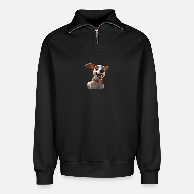 Glücklicher Hund - Relaxed Unisex Organic Half Zip Sweatshirt – von SPREAD - Schwarz