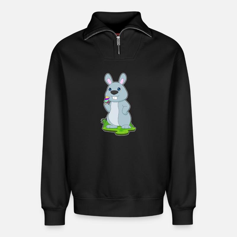 Bunny Popsicles - Relaxed Unisex Organic Half Zip Sweatshirt – by SPREAD - black