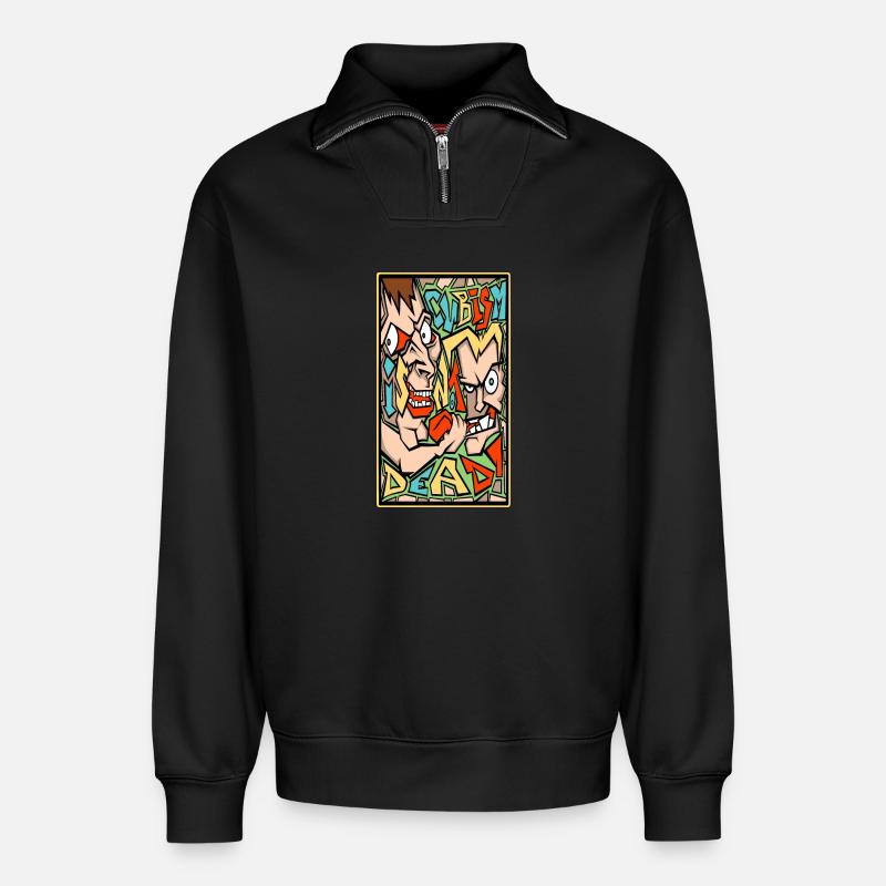 Kubismus - Relaxed Unisex Organic Half Zip Sweatshirt – von SPREAD - Schwarz