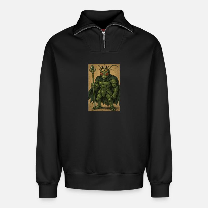 Crypto Grenouille - Sweat unisexe décontracté en coton biologique à demi-zip – de SPREAD - noir