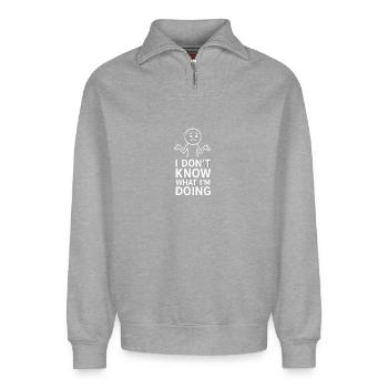 Verwirrter Ausdruckssprint für Humor und Ausdruck - Relaxed Unisex Organic Half Zip Sweatshirt – von SPREAD - Grau meliert - Vorne