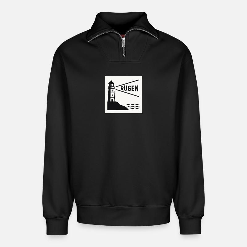 Rügen - Relaxed Unisex Organic Half Zip Sweatshirt – von SPREAD - Schwarz